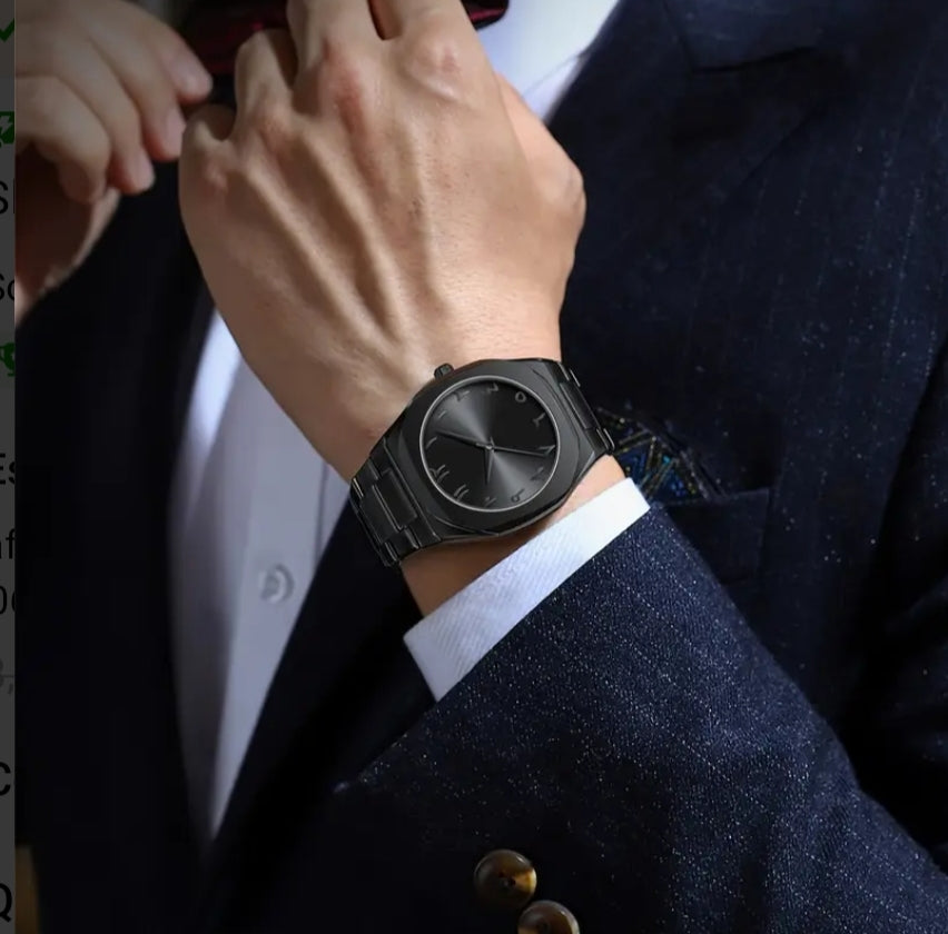 Aura Black Arabic stainless steel watch