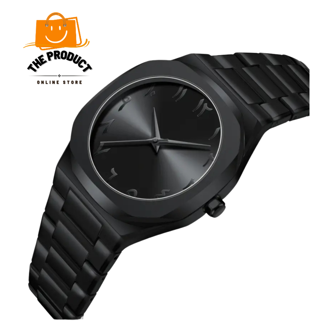Aura Black Arabic stainless steel watch