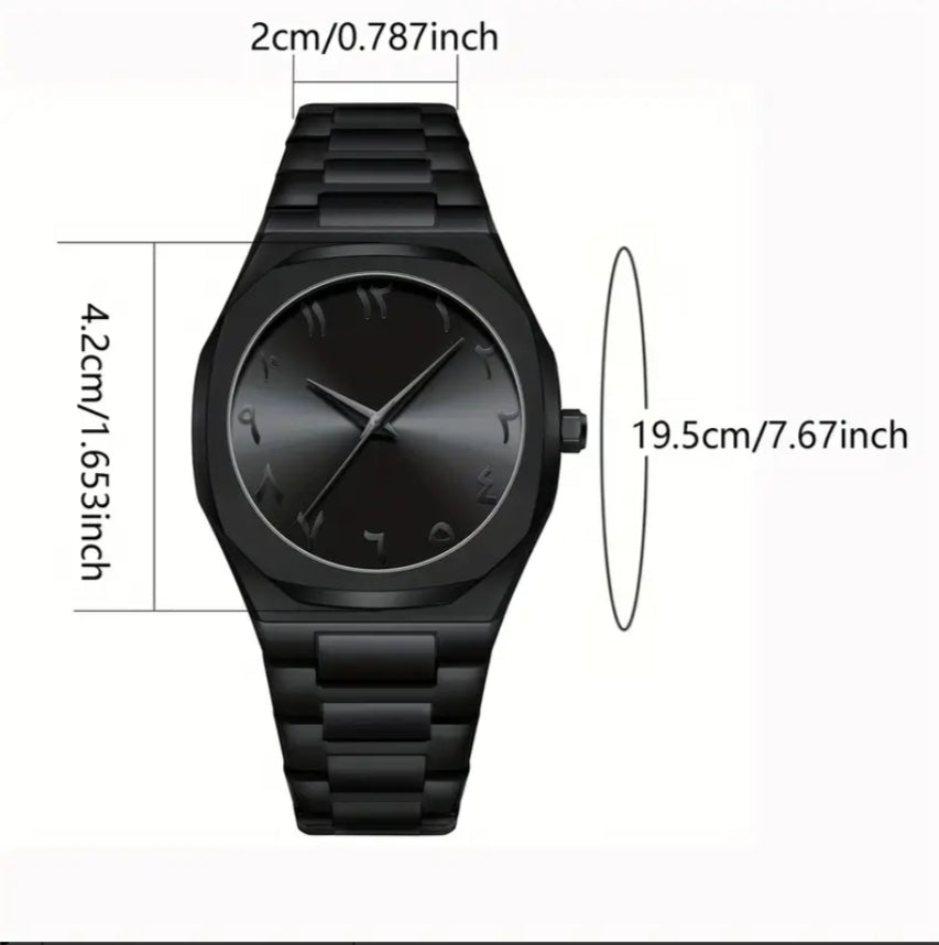Aura Black Arabic stainless steel watch
